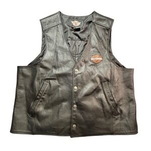 Harley Davidson Leather Biker Vest Men 3XL New River Chapter Jacksonville NC HOG